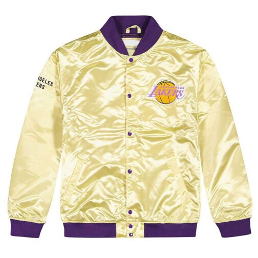 LA Lakers Lightweight Gold Satin Jacket - Image 3