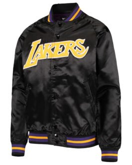 LA Lakers Lightweight Black Satin Jacket