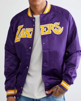 LA Lakers Lightweight Black Satin Jacket