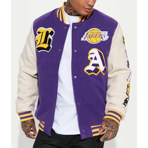 Loyalty LA Lakers Varsity Purple and White Jacket