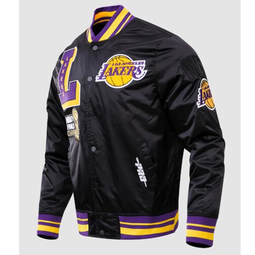 LA Lakers Mash Up Logo Black Jacket - Image 3