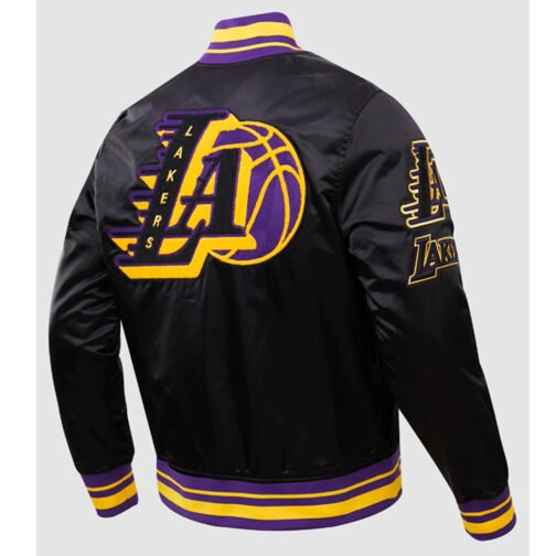 LA Lakers Mash Up Logo Black Jacket - Image 4