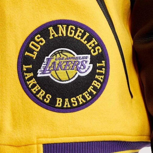 Mash Up Los Angeles Lakers Varsity Yellow and Black Jacket - Image 3