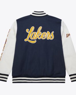 LA Lakers Navy and White Fleece Varsity Jacket
