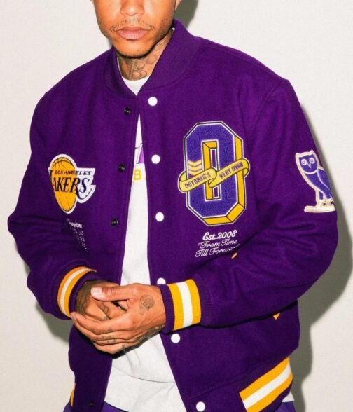 Varsity OVO LA Lakers Purple Jacket - Image 4