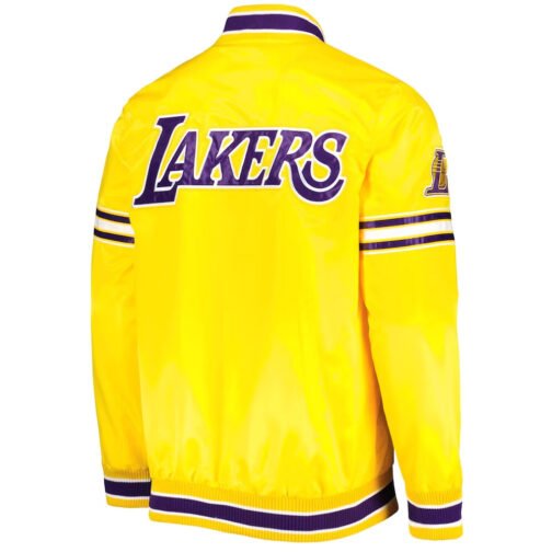 LA Lakers Forward Power White/Yellow/Purplr Satin Jacket - Image 4