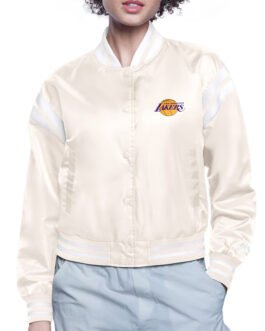 LA Lakers Printed Logo Varsity Satin Jacket