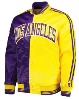 LA Lakers Fast Break Purple/Gold Satin Jacket