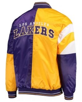 LA Lakers 75th Anniversary Leader Color Block Full-Snap Satin Jacket