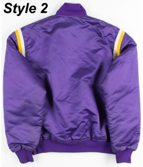 Bomber LA Lakers Purple Satin Jacket - Image 5