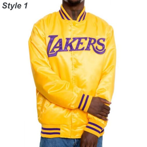 Los Angeles Lakers Satin Bomber Yellow Jacket - Image 8