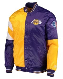 LA Lakers 75th Anniversary Leader Color Block Full-Snap Satin Jacket