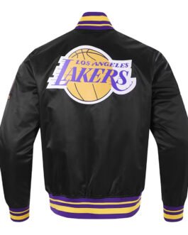 Los Angeles Lakers Script Tail Black Satin Jacket