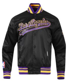 Los Angeles Lakers Script Tail Black Satin Jacket