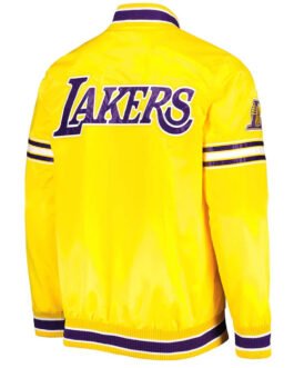 LA Lakers Slider Varsity Yellow Satin Jacket