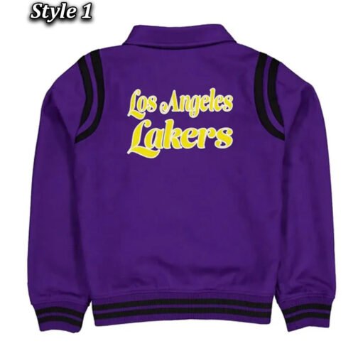 Los Angeles Lakers Sport Night Teddy Varsity Jacket - Image 3