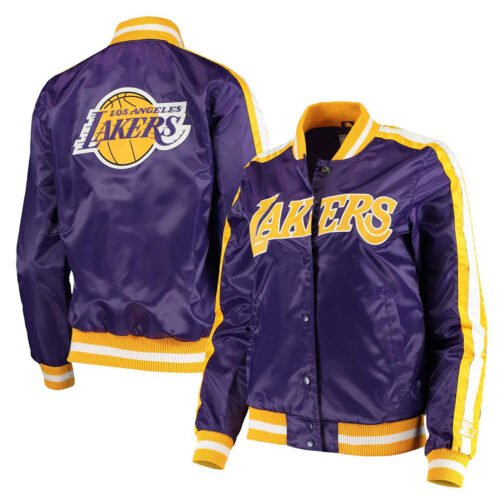 LA Lakers Competition Striped Satin Jacket - Image 5