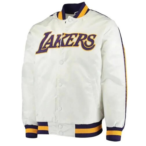 LA Lakers Competition Striped Satin Jacket - Image 2