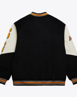 LA Lakers Team History Black Vintage Logo Varsity Jacket
