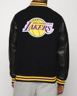 LA Lakers Training Team Logo Black Varsity Jacket