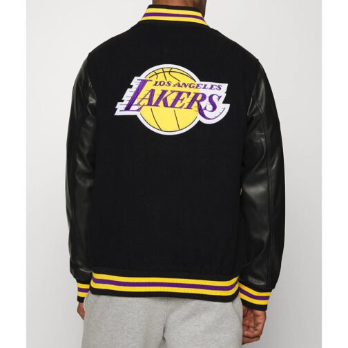 LA Lakers Training Team Logo Black Varsity Jacket - Image 2