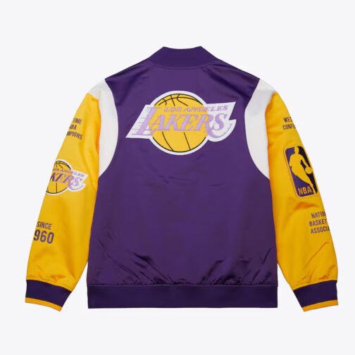 LA Lakers Team Origins Purple Satin Jacket - Image 2