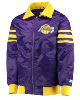 LA Lakers The Captain II Purple Varsity Satin Jacket
