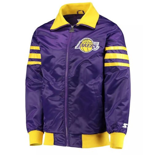 LA Lakers The Captain II Purple Varsity Satin Jacket