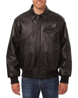 LA Lakers Black Tonal Leather Jacket