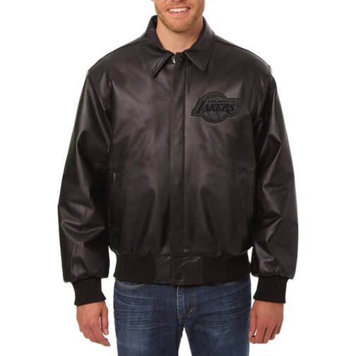 LA Lakers Black Tonal Leather Jacket