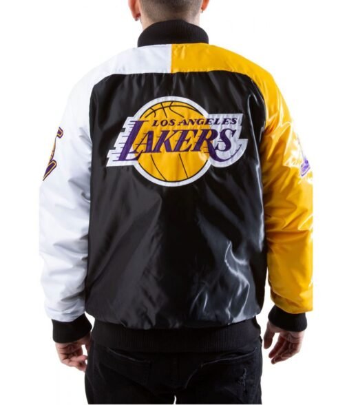 Los Angeles Lakers Tri-Color Varsity Satin Jacket - Image 2