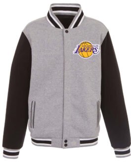 Los Angeles Lakers Black and Gray Varsity Wool Jacket