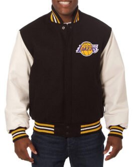 Los Angeles Lakers Domestic Black and White Varsity Jacket