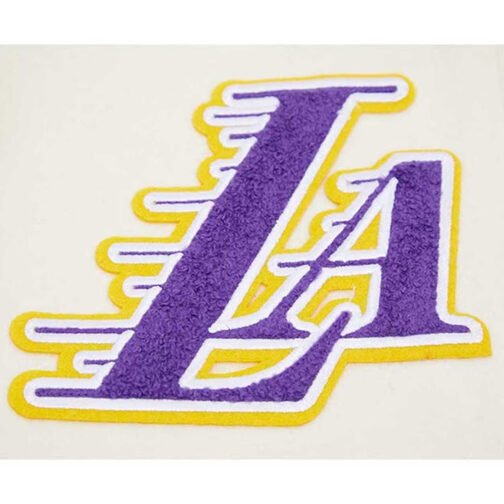 LA Lakers Cream Retro Classic Varsity Jacket - Image 11