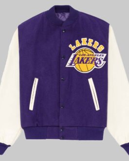 LA Lakers Purple and White Vintage Varsity Jacket
