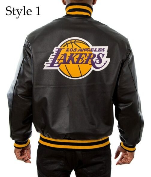 Varsity Los Angeles Lakers Black Leather Jacket - Image 3