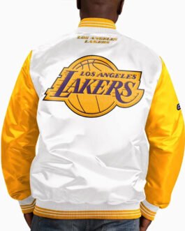 LA Lakers White/Yellow Varsity Satin Jacket