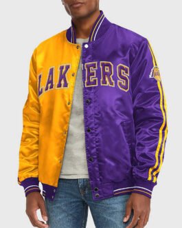 LA Lakers Purple and Yellow Varsity Satin Jacket