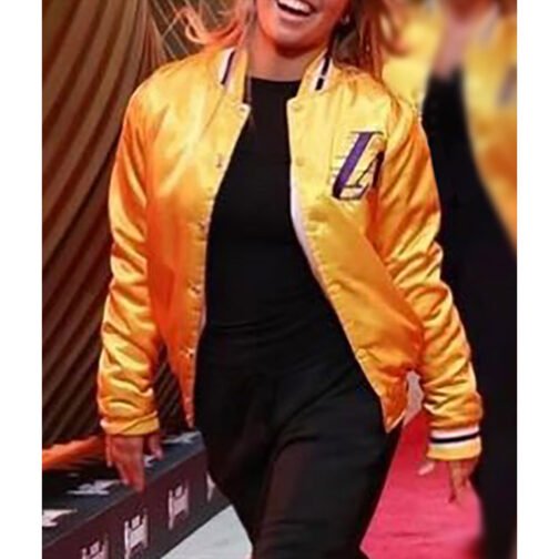 LA Lakers Yellow Varsity Satin Jacket - Image 6