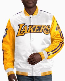 LA Lakers White/Yellow Varsity Satin Jacket