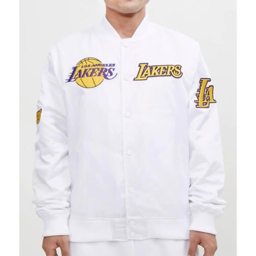 LA Lakers White Satin Jacket