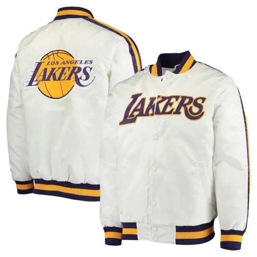 LA Lakers Competition Striped Satin Jacket - Image 6