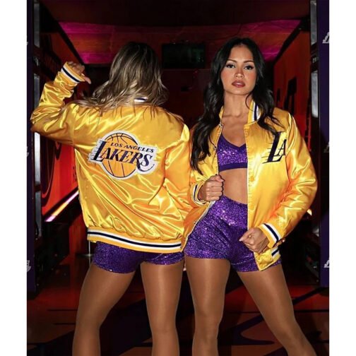 LA Lakers Yellow Varsity Satin Jacket - Image 4