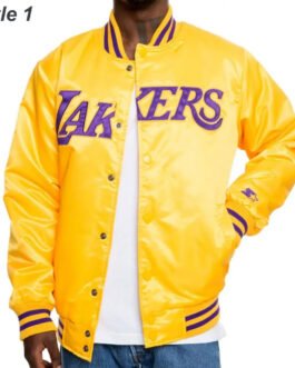 Los Angeles Lakers Satin Bomber Yellow Jacket