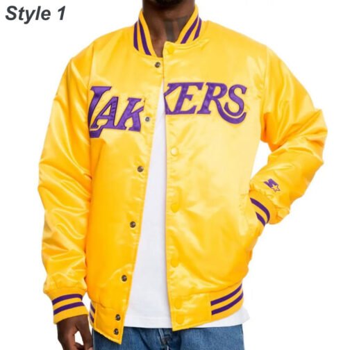 Los Angeles Lakers Satin Bomber Yellow Jacket