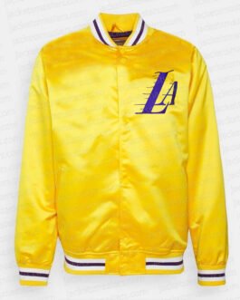 LA Lakers Yellow Varsity Satin Jacket
