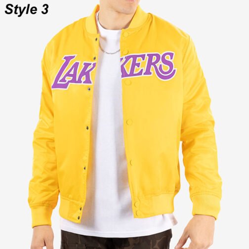 Los Angeles Lakers Satin Bomber Yellow Jacket - Image 3