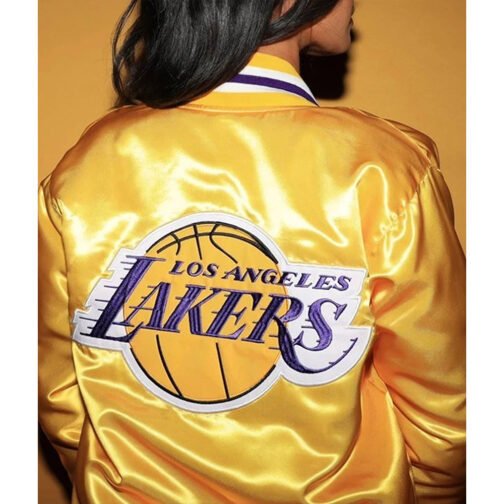 LA Lakers Yellow Varsity Satin Jacket - Image 5