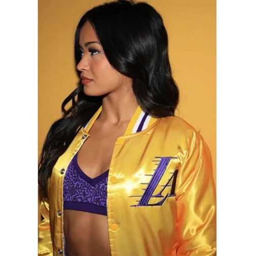 LA Lakers Yellow Varsity Satin Jacket - Image 2