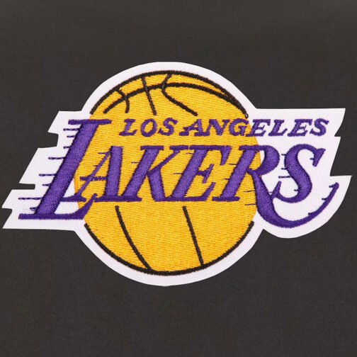 LA Lakers Youth Black and Charcoal Poly-Twill Jacket - Image 3